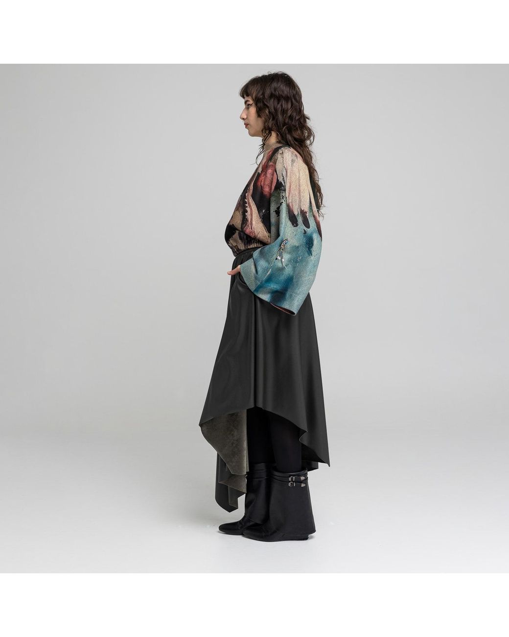 ARTISTA Black Sonny Asymmetric Flared Maxi Skirt