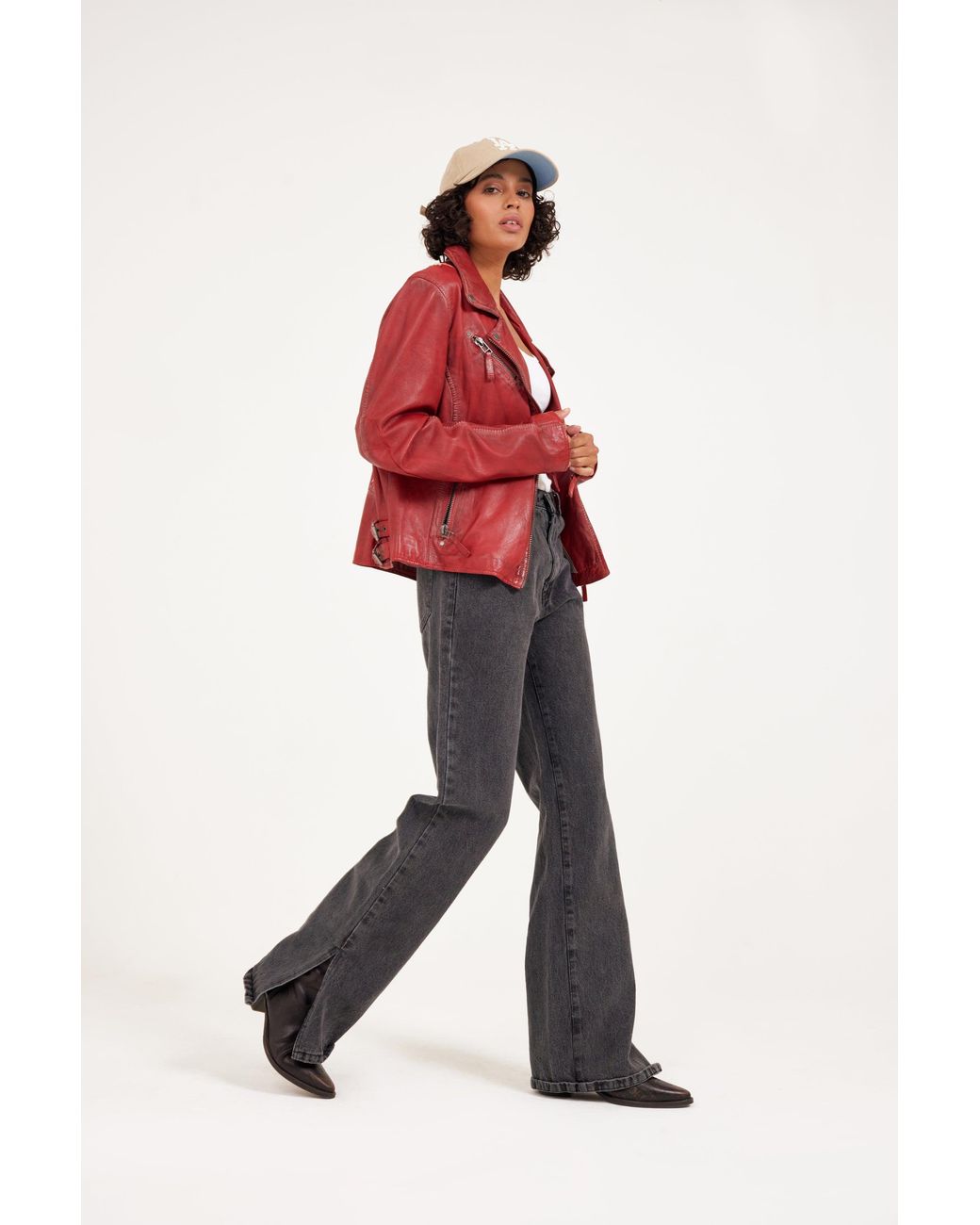 Mauritius Red Star Lambskin Leather Jacket Christy