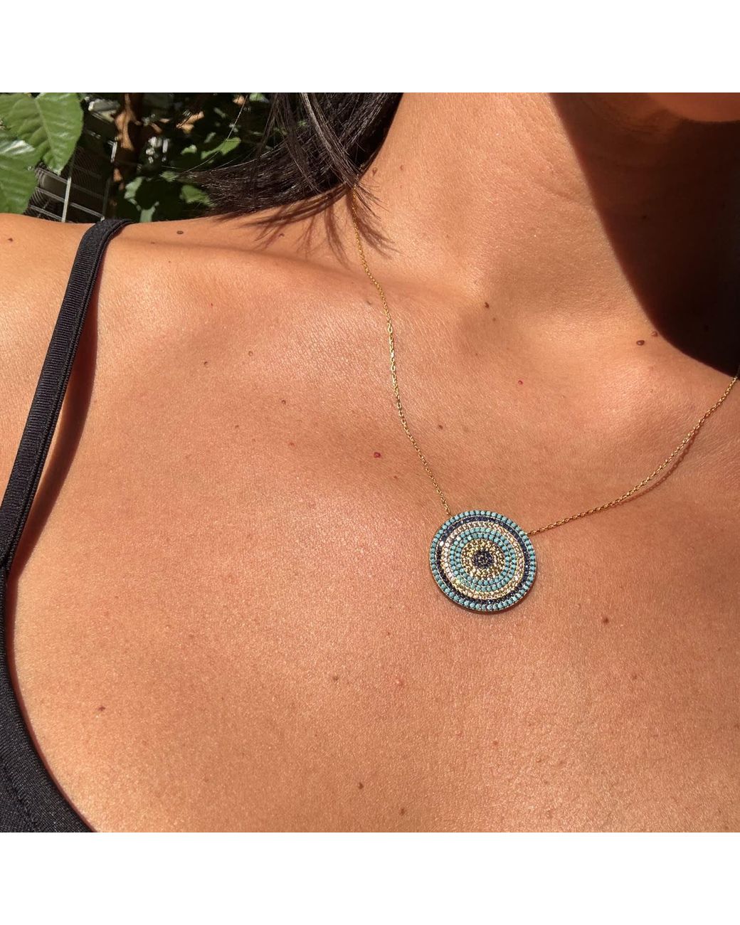 The Pheia Blue Modern Evil Eye Medallion Necklace