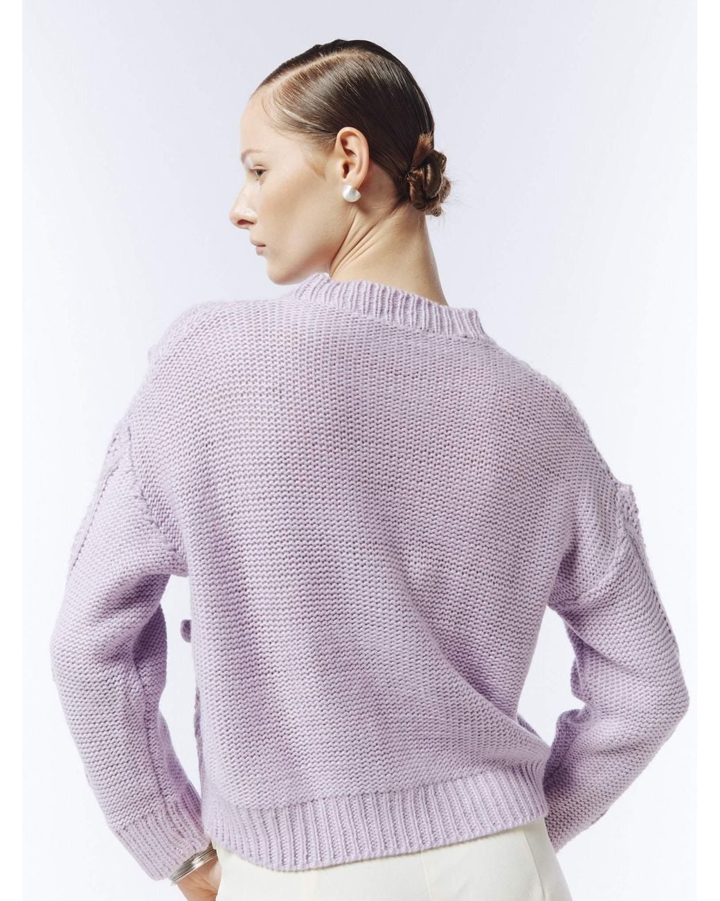 Sour Figs Purple Cable & Bobble-Knit Jumper