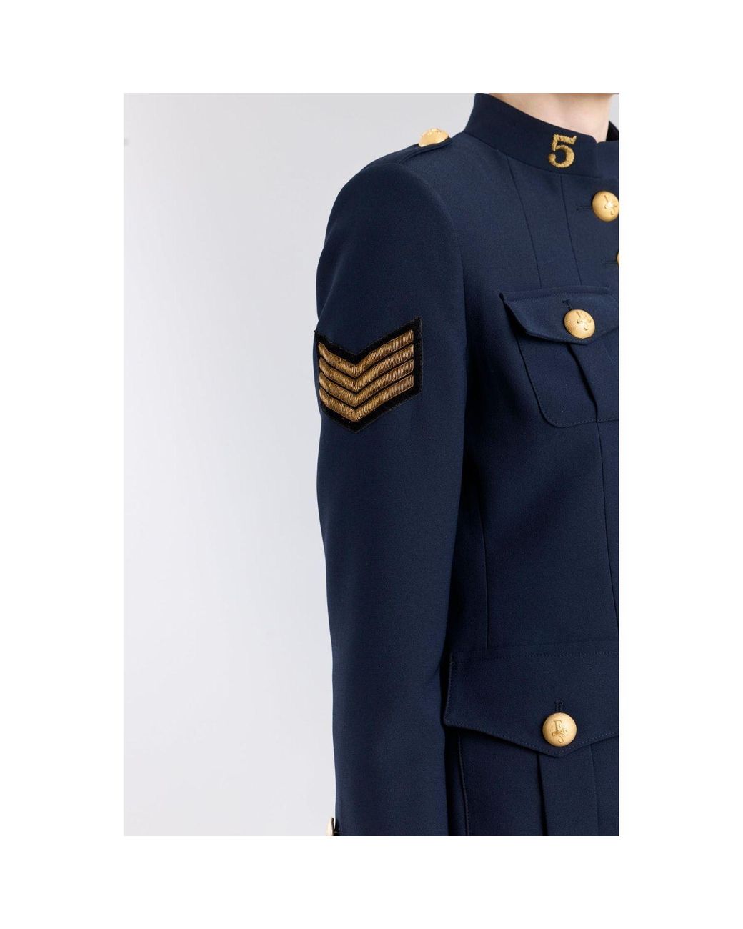 The Extreme Collection Blue Military Jacket With Embroidery