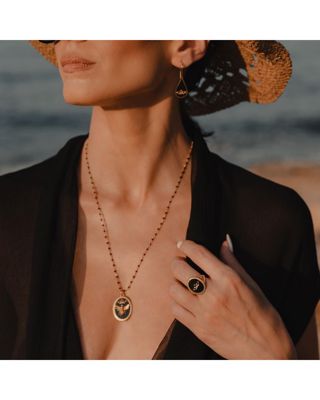 Myrto Katramadou Jewellery Black Queen Bee Crystal Ring
