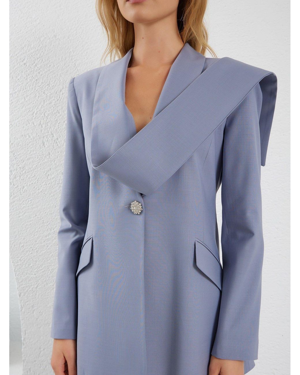 Lumina Eligma Blue Shawl Suit Blazer
