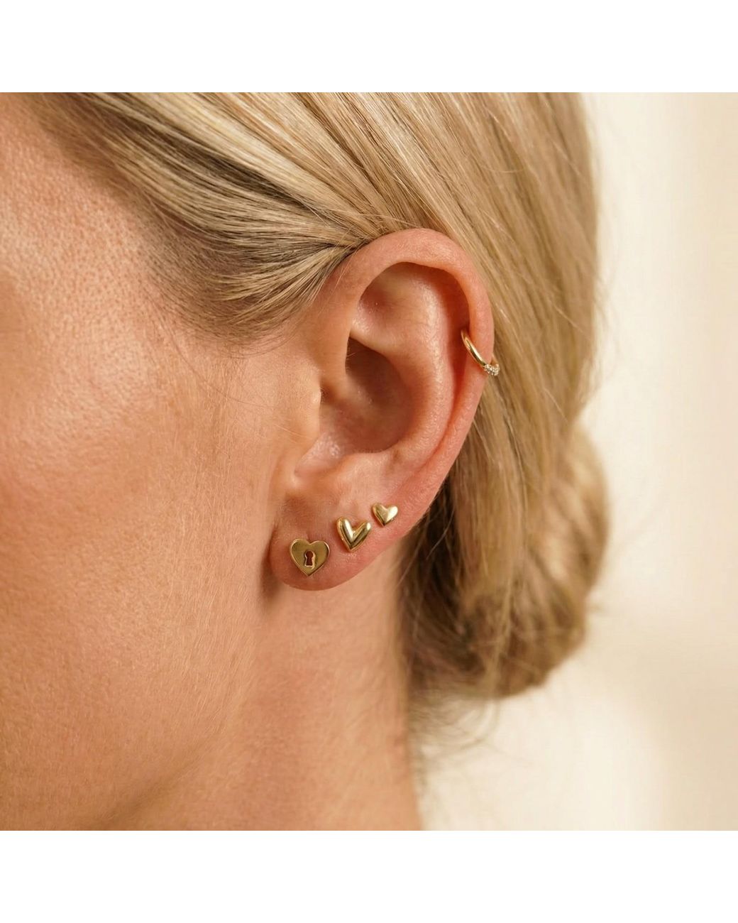 Melt'm Jewelry Metallic Puffy Heart Flat Back Earrings Solid