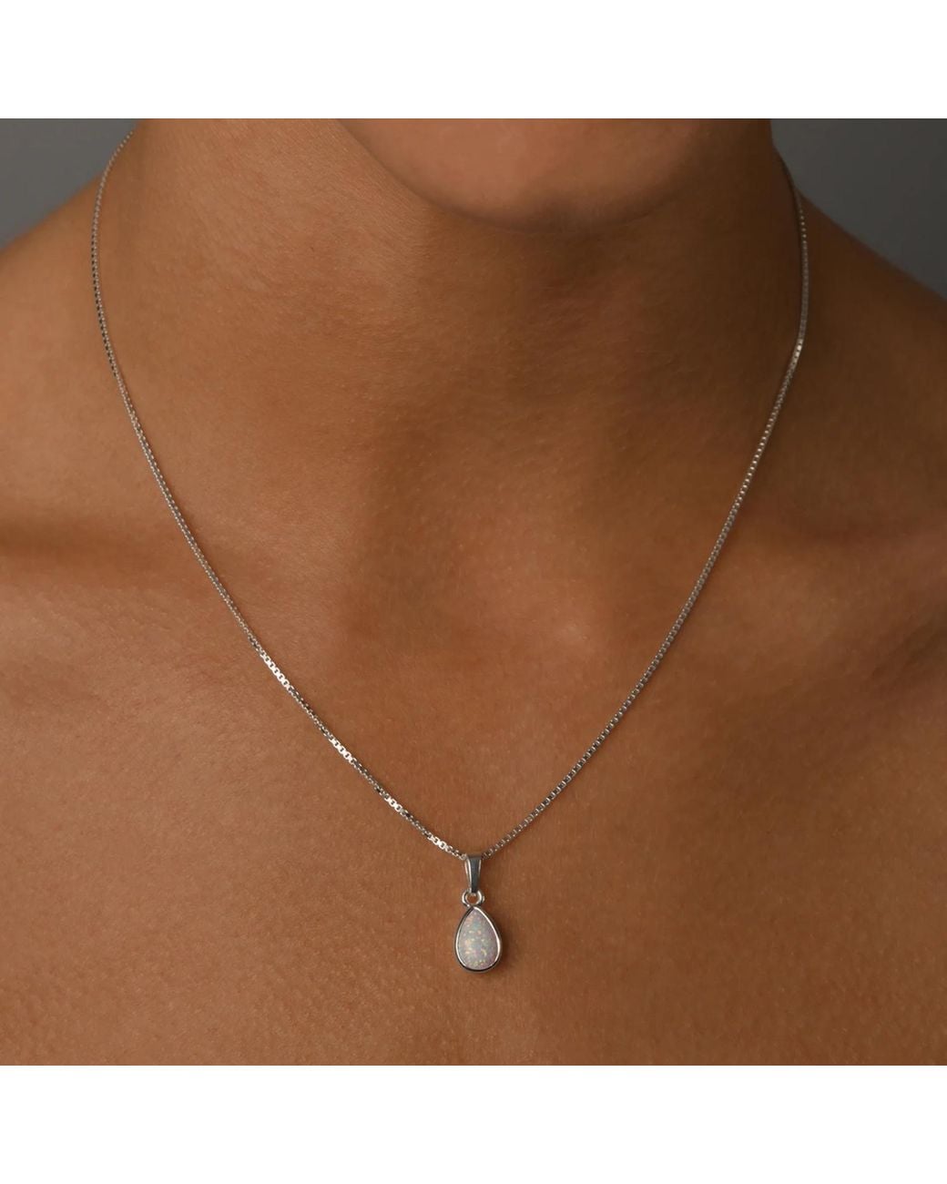 Von Treskow Metallic Pear Czelline Opal Box Chain Necklace