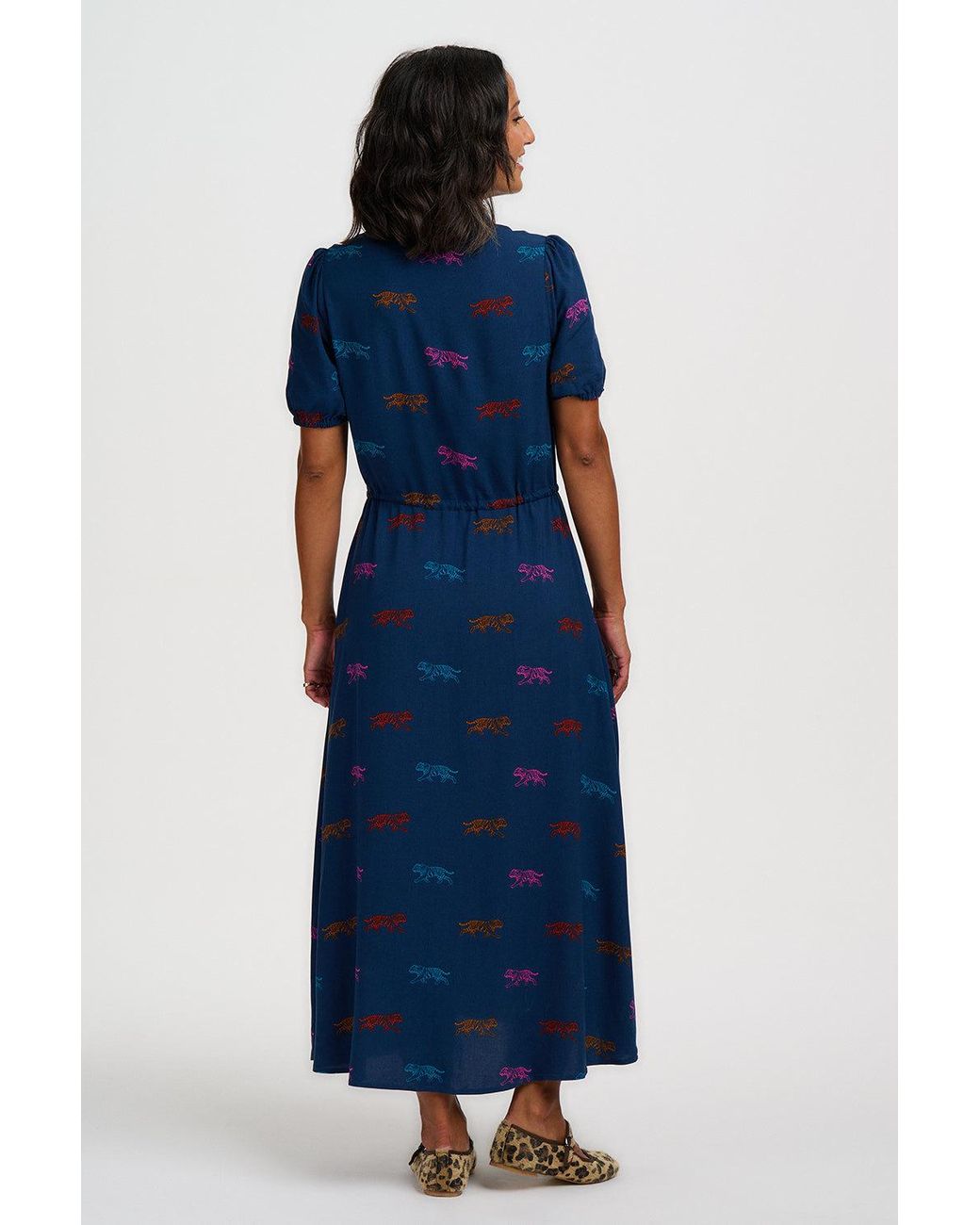 Sugarhill Blue Cassandra Midi Shirt Dress Petrol Tiger