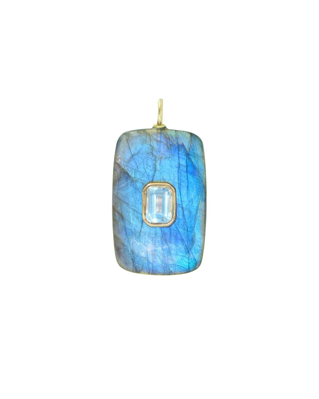 KAMARIA Green Labradorite Gemstone Pendant With Topaz