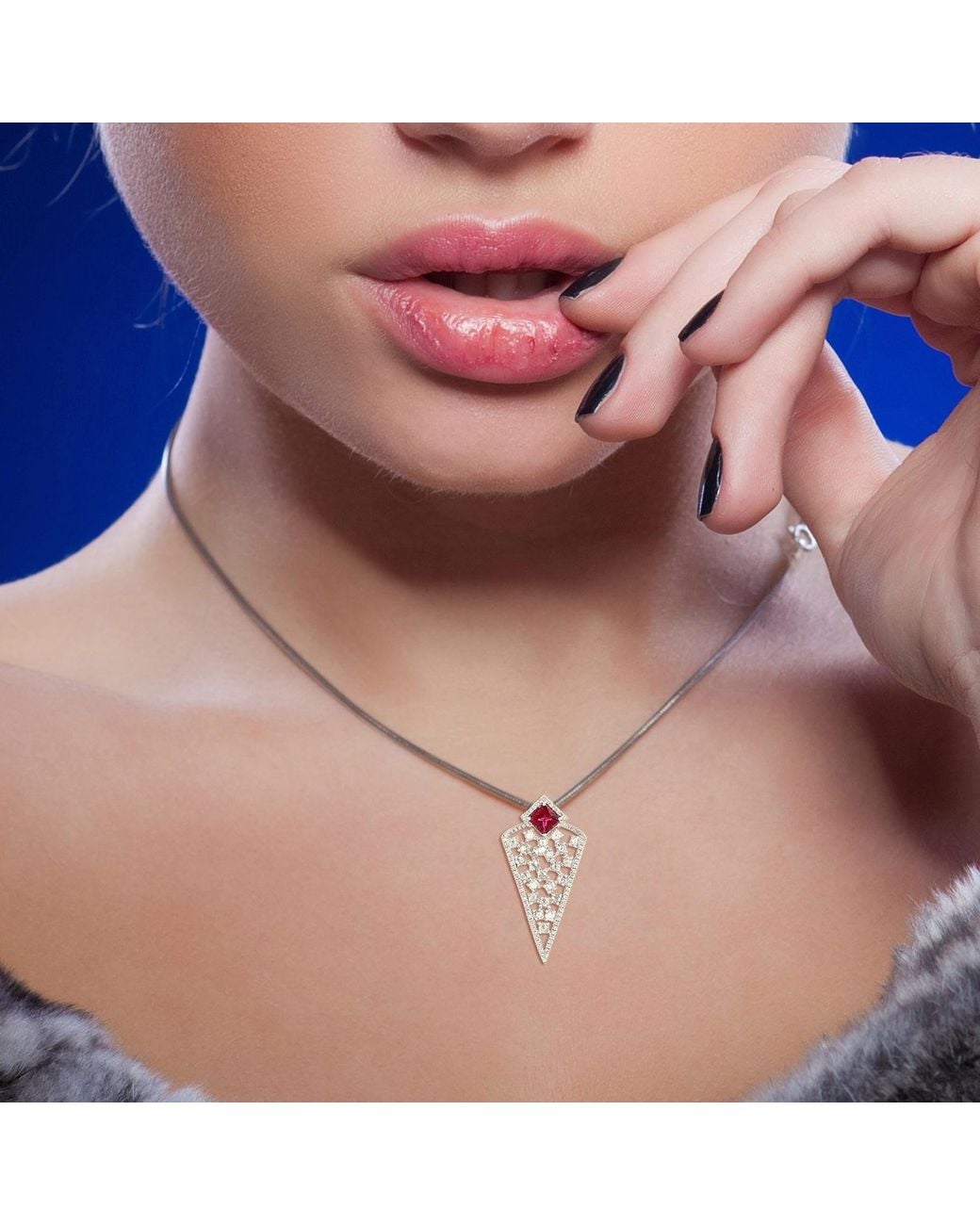 Artisan Multicolor Natural Diamond Pendant 18k White Gold Tourmaline Jewelry