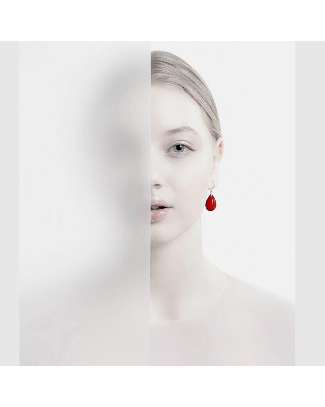 Laura Daili Red Ruby Teardrop Glass Earrings