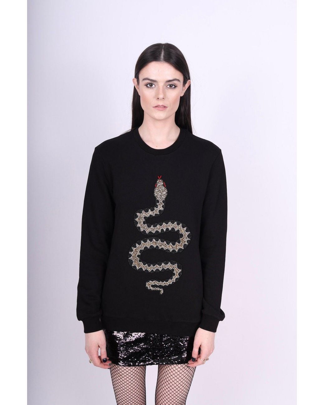 Any Old Iron Black Beaded Snake Sweatshirt for men