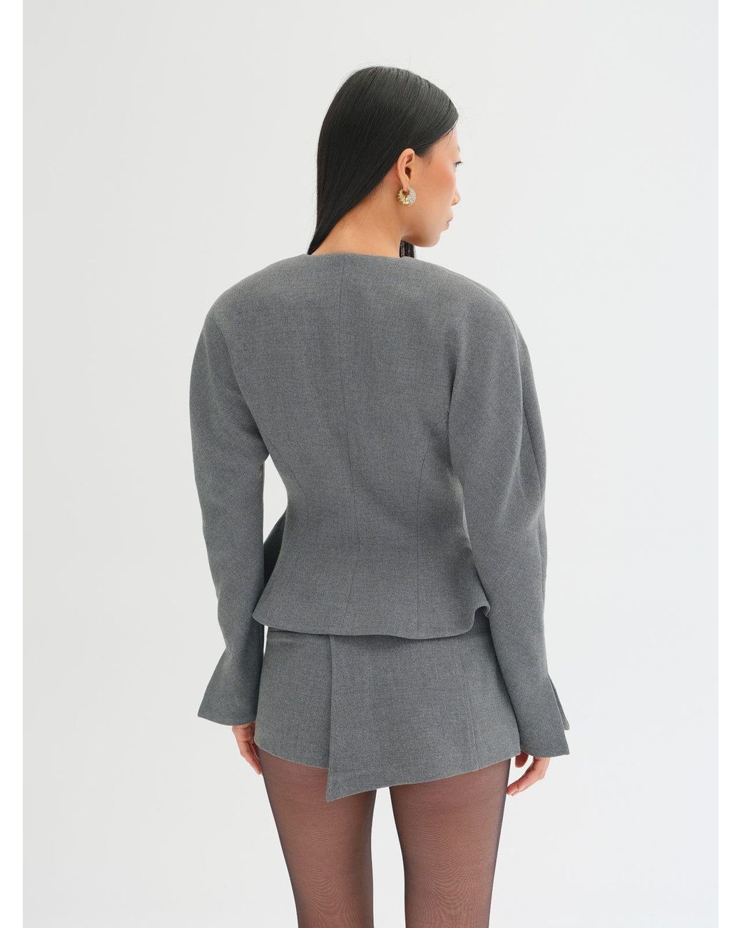 Sélone Gray Celia Asymmetric Wrap Skort