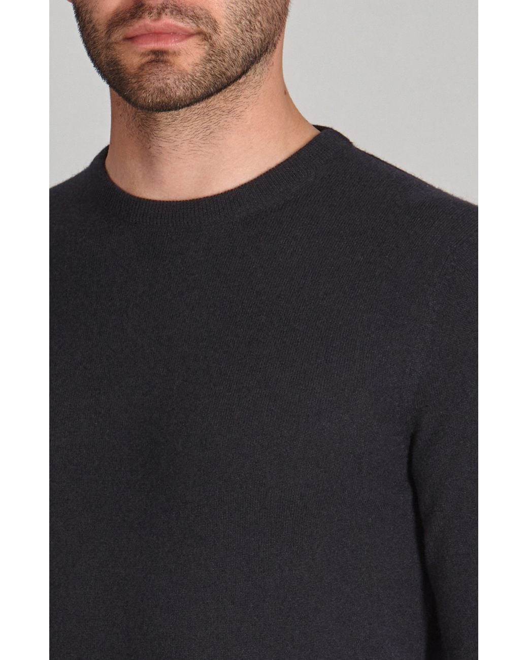Paul James Knitwear Blue Lightweight Merino Cashmere Marius Crew Neck Jumper for men