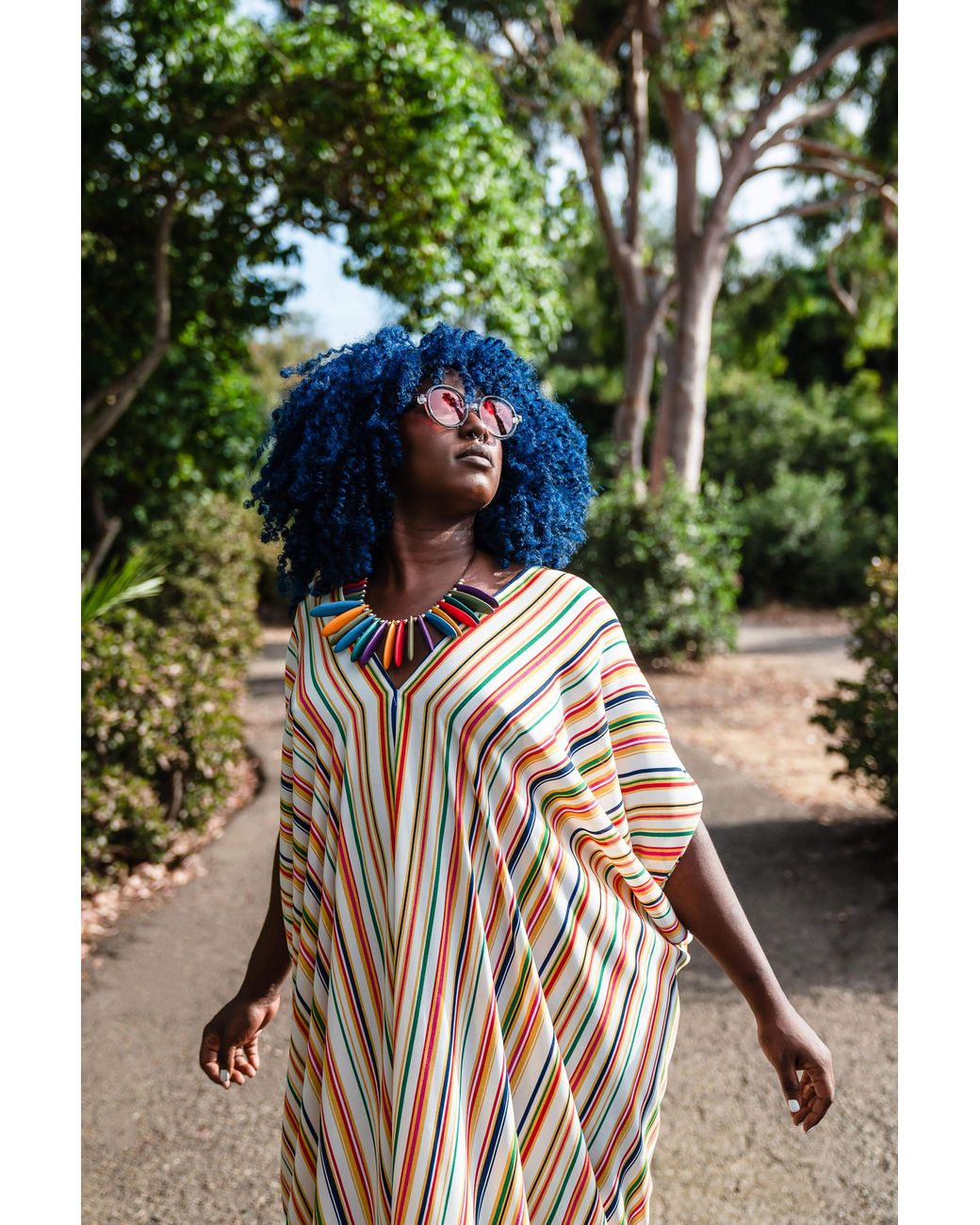 Jennafer Grace Metallic Cabana Stripe Caftan