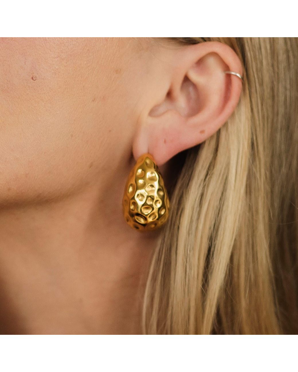 Divine Aria Metallic Textured Statement Stud Earrings Tarnish Free