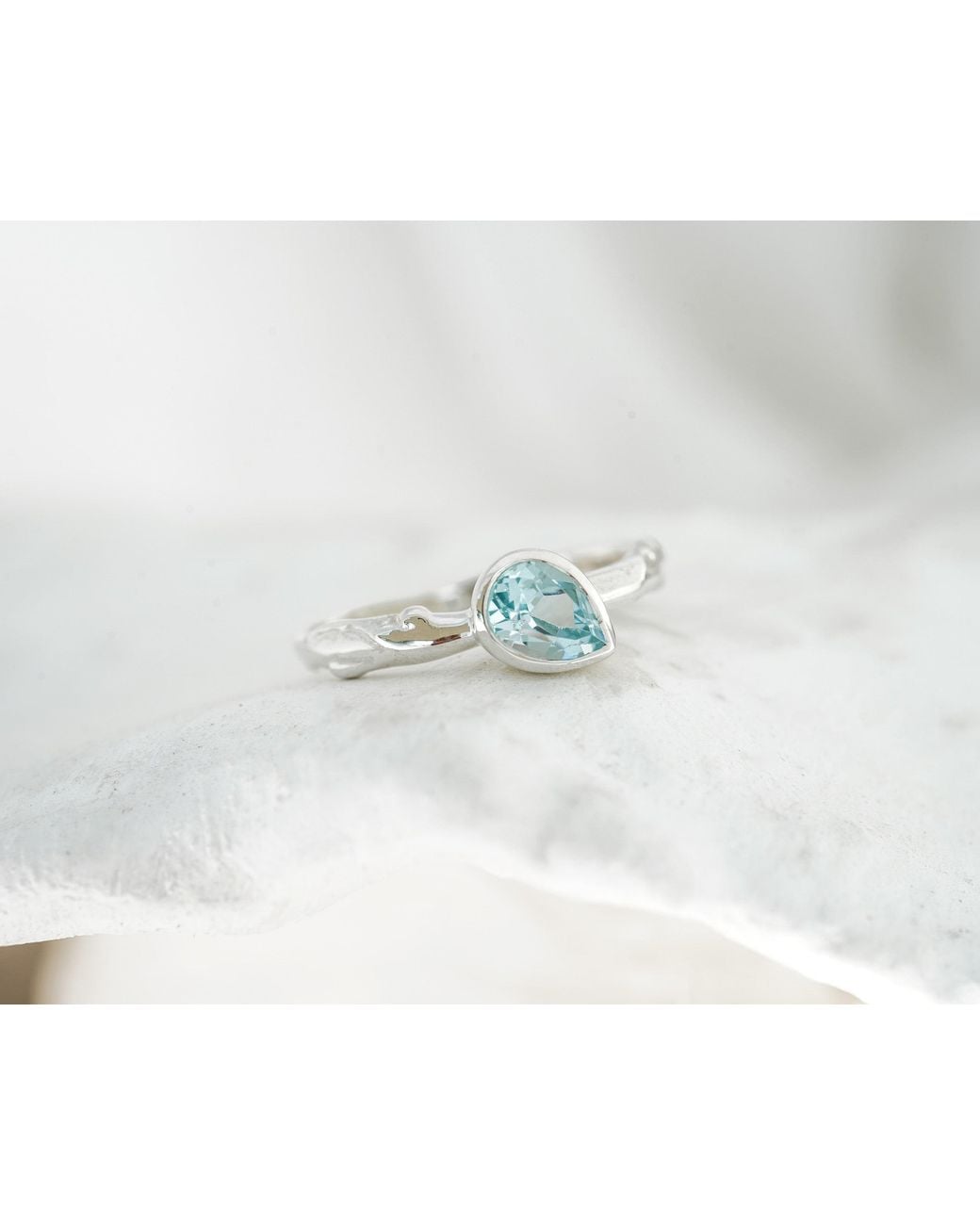 Isla Silver White Teardrop Topaz Ring