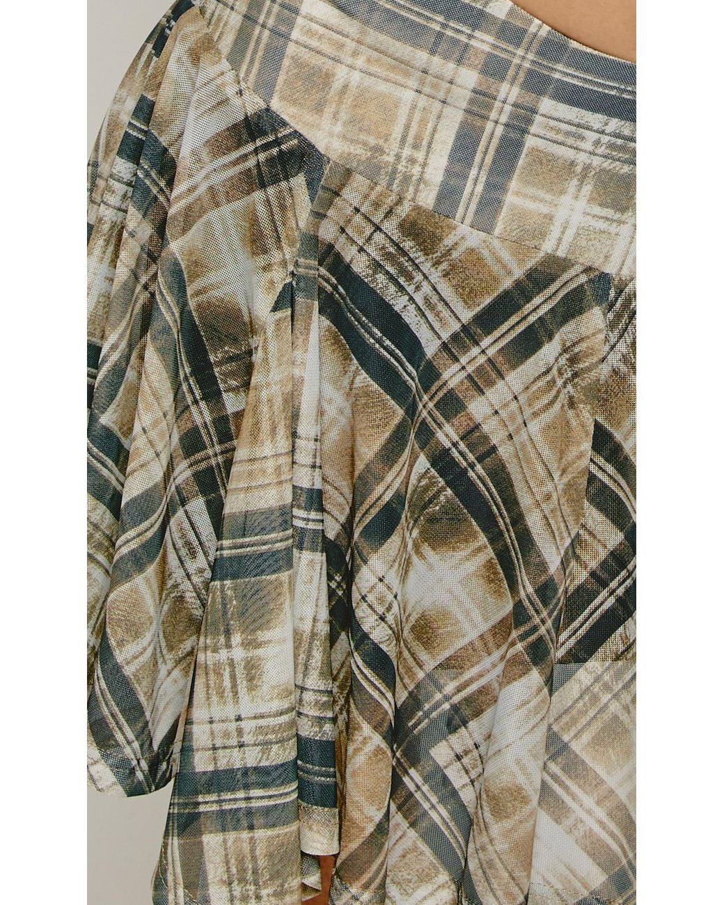 Another Girl Green Handkerchief Distressed Check Skirt
