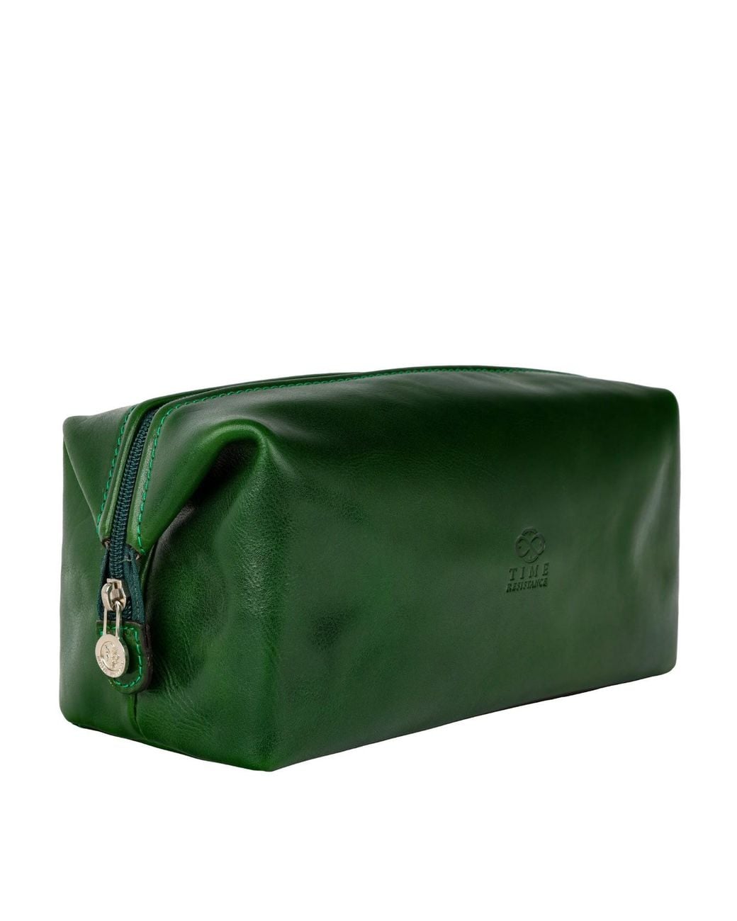 Time Resistance Green Leather Toiletry Bag For