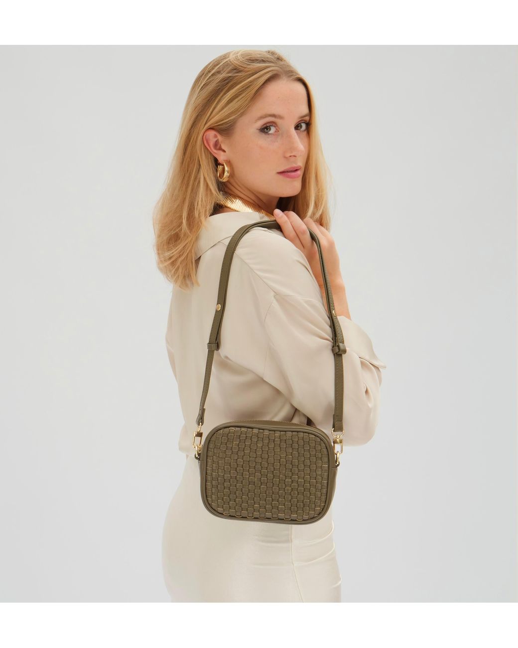 Apatchy London Green The Penelope Woven Leather Camera Bag
