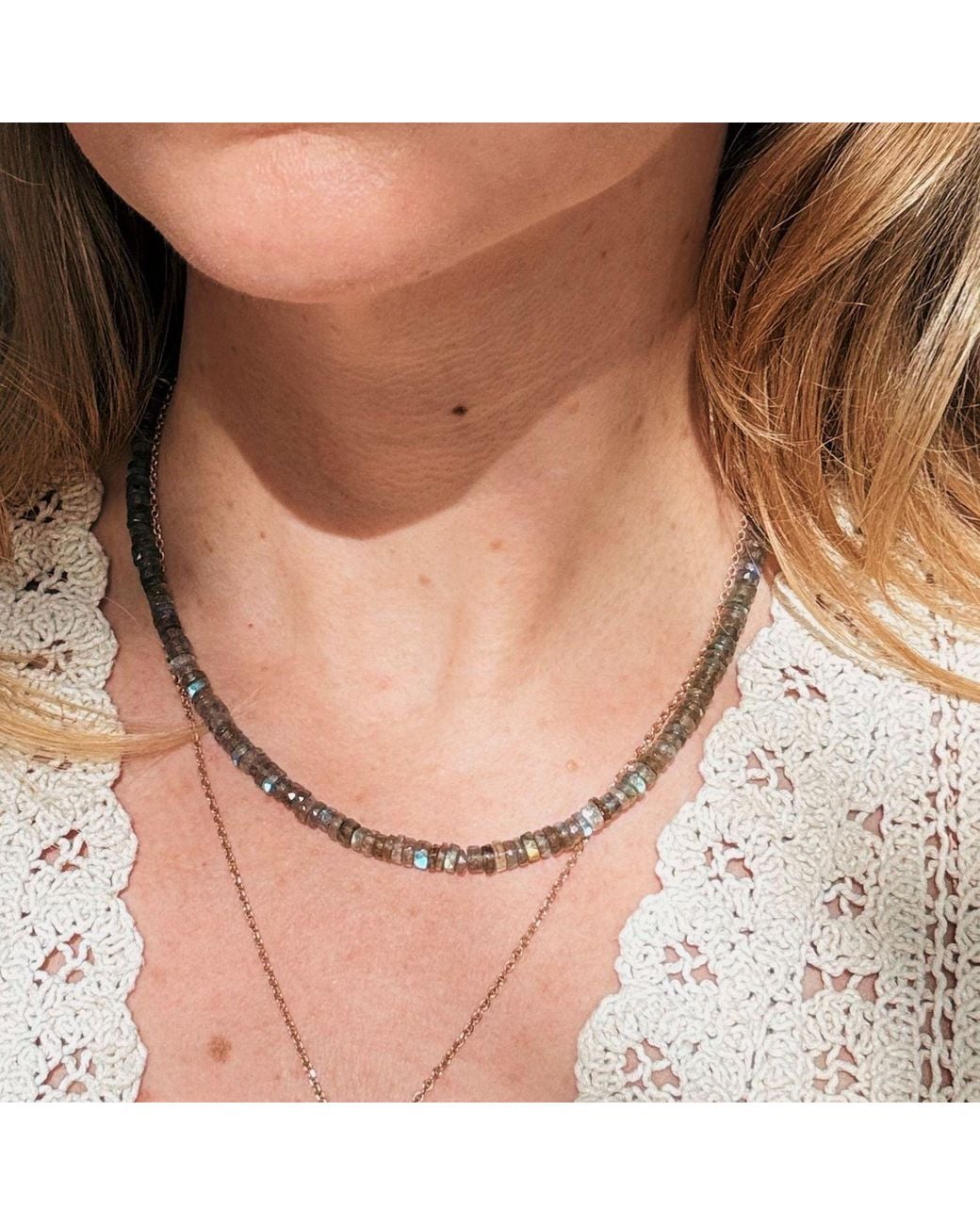 Herself Collections Metallic 14K Labradorite Necklace