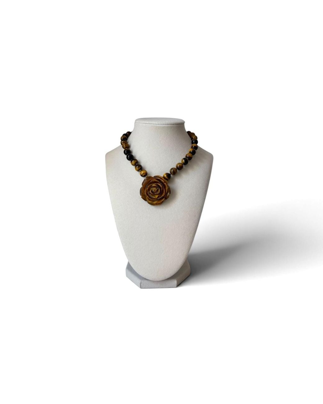 A'miss White Amber Rose Necklace