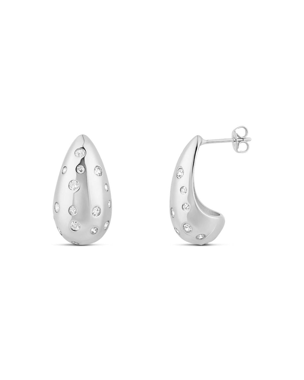 SHYMI Metallic Tear Drop Inlay Stone Earrings