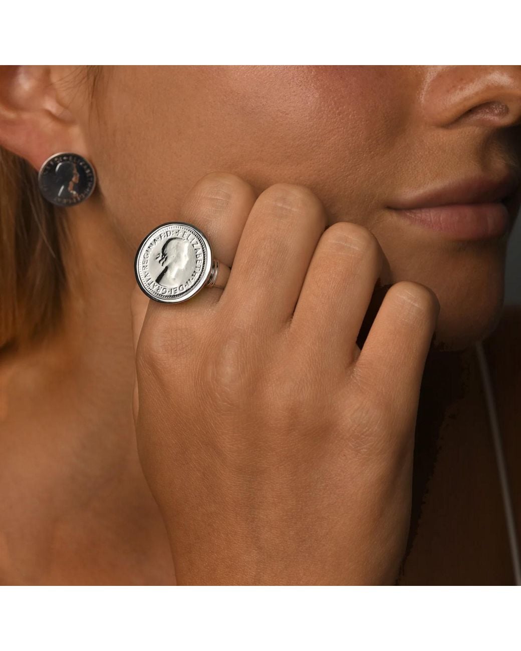 Von Treskow Gray Sixpence Coin Ring