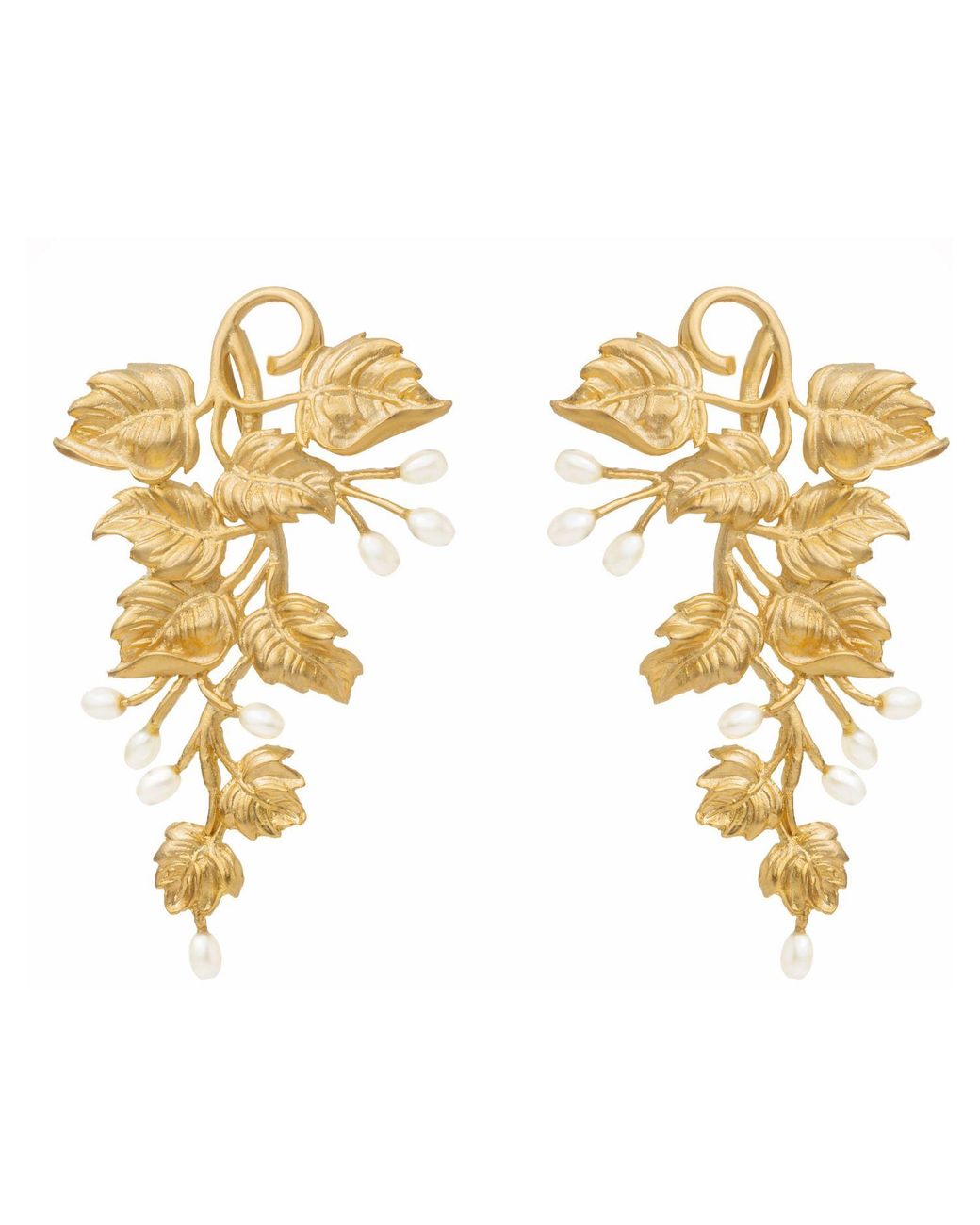 Meraki by Rashmi Bajaj Metallic Fiano De Perla Plated Dangle Earrings With Pearl Drops