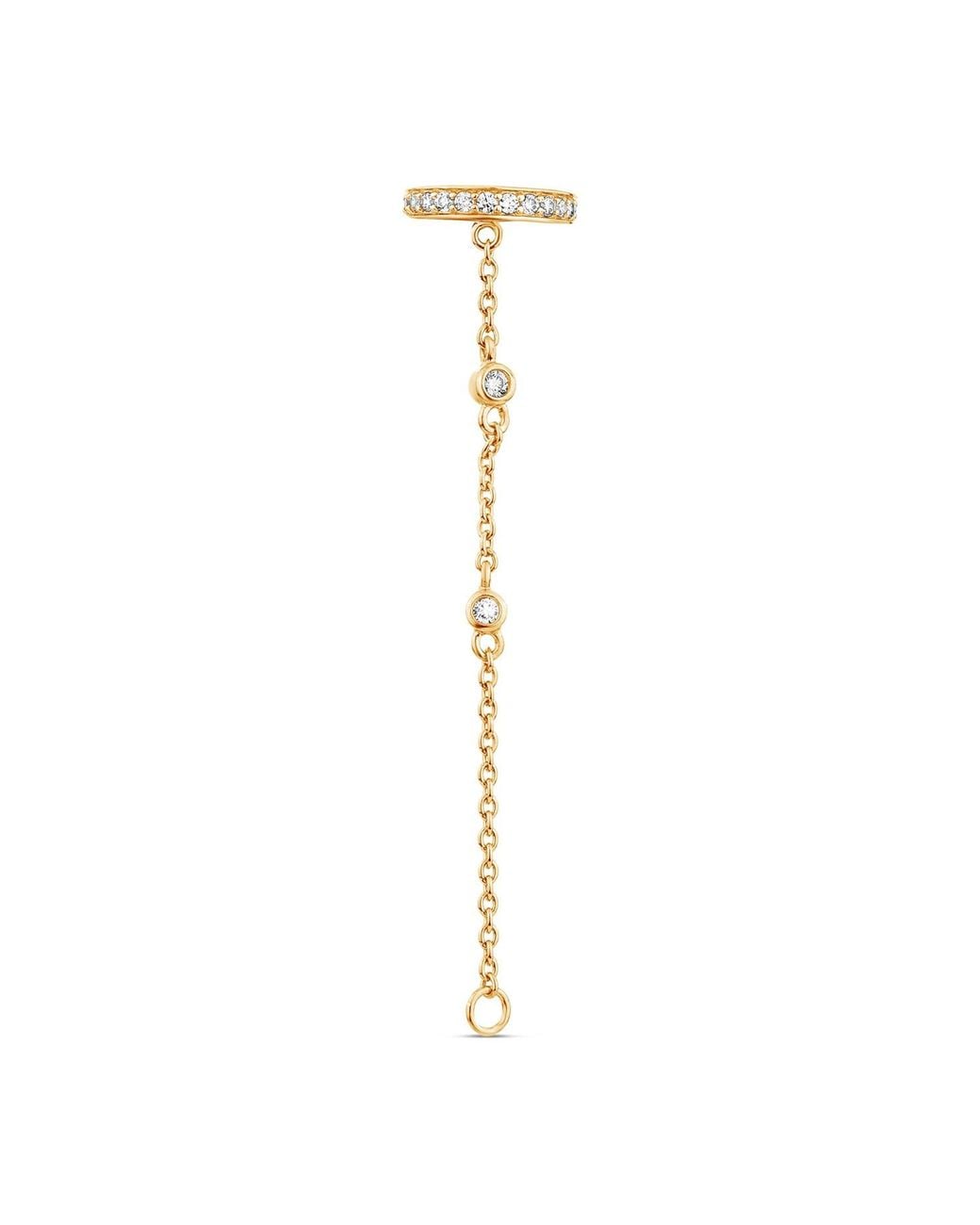 SALLY SKOUFIS Metallic Edge Chain Ear Cuff With Made Diamonds