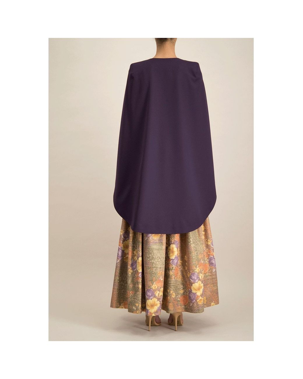 Monique Singh Iconic Purple Gabardine Cape Jacket