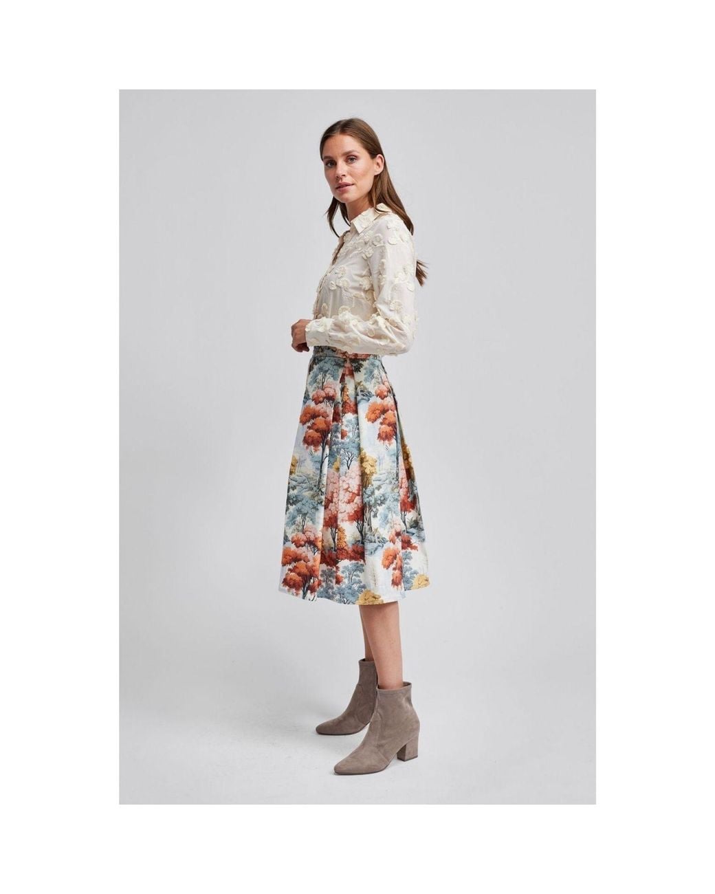 Marianna Déri Multicolor Pleated Skirt Autumn Forest