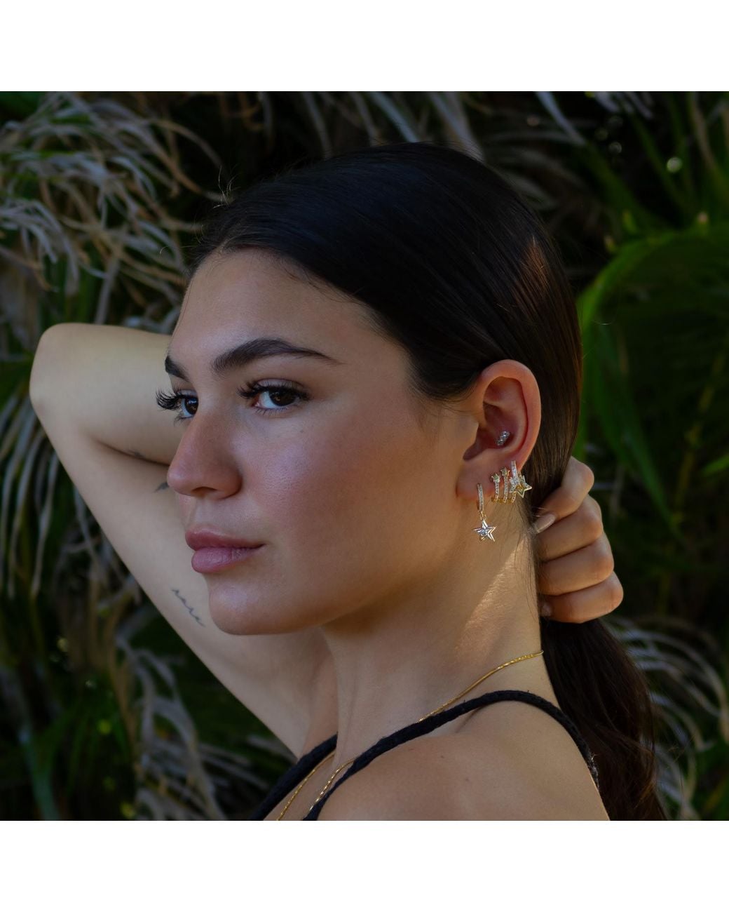 Ebru Jewelry Metallic Trio & Diamond Sparkly Star Earrings