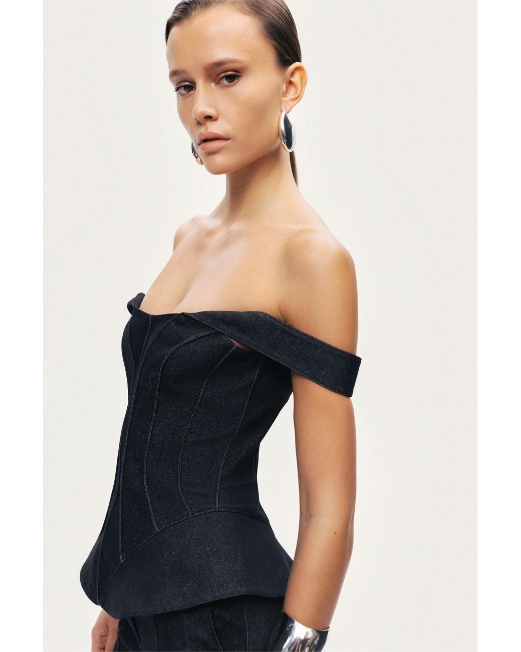 Nocturne Black Off-Shoulder Sculpted Bustier