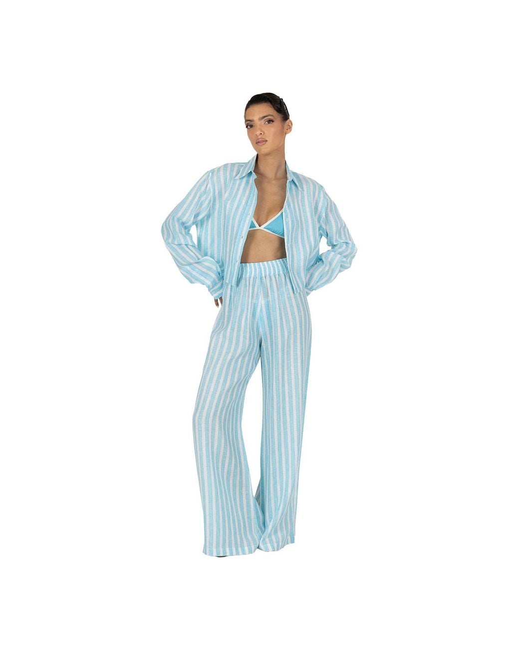 Paramidonna Blue Ida Shirt Striped Aqua