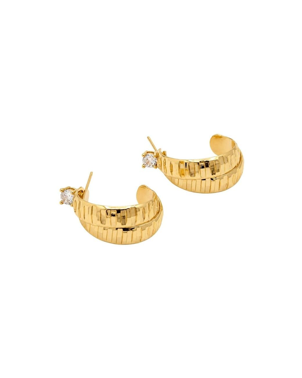 Uchi and Soto Metallic Kin Stone Sculptural Hoop Earrings