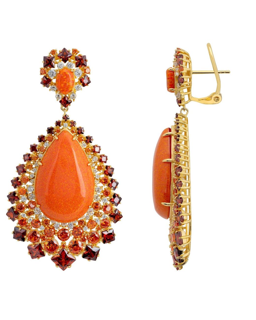Latelita London Orange Gabriela Fire Opal Drop Earrings