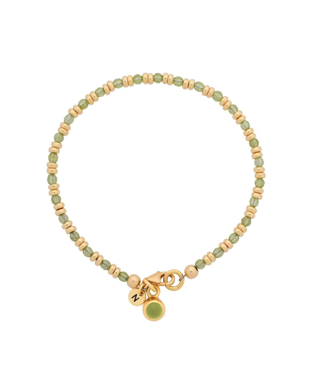 Nellou Jewellery Metallic Linear August Birthstone Bracelet Peridot Plated Sterling
