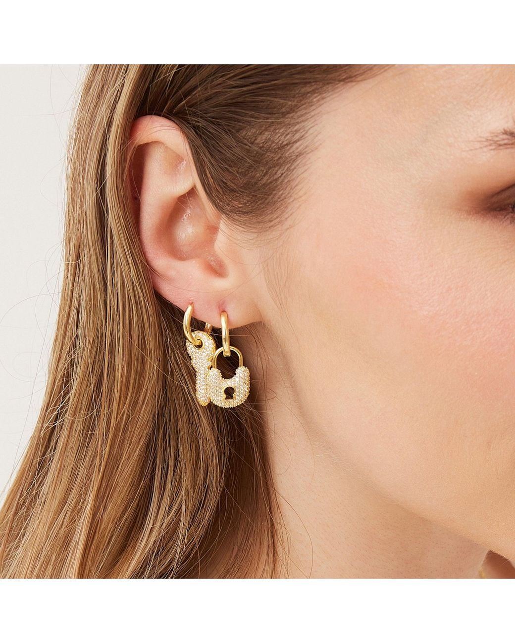 Spero London Metallic Key Color Hoop Sterling Earring