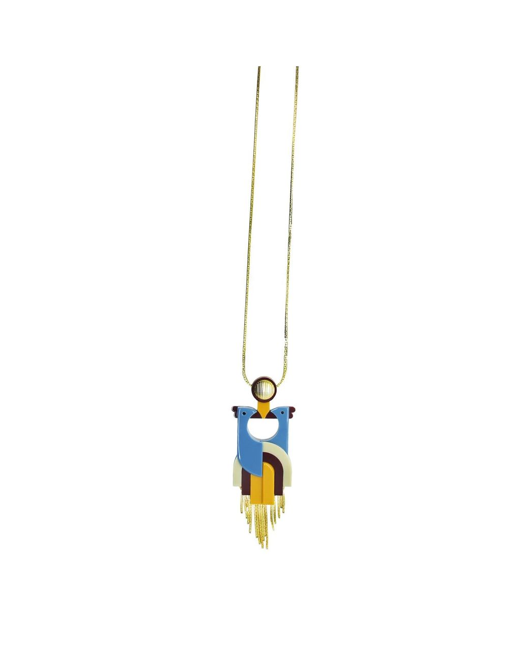 Gissa Bicalho Blue Handmade Acrylic Necklace Quetzal Hortensia