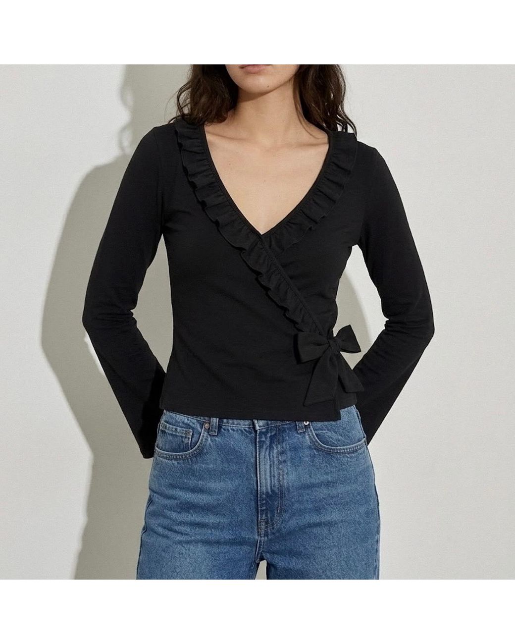 Dollsinbows Black Morgan Cotton Bell Sleeve Top