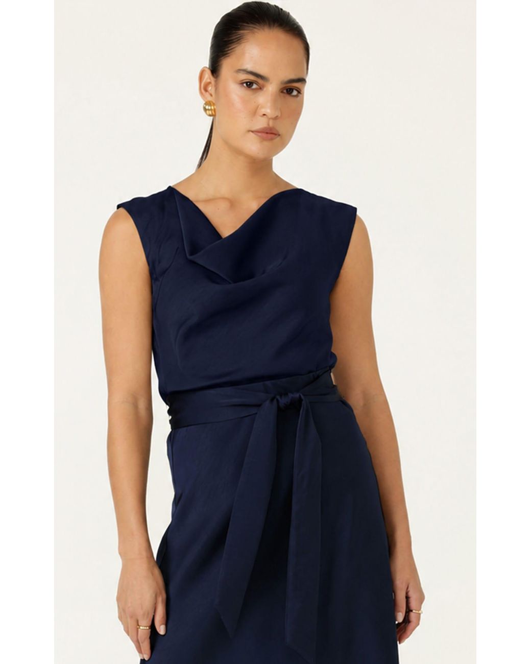 SACHA DRAKE Blue Luxe Cowl Bias Top
