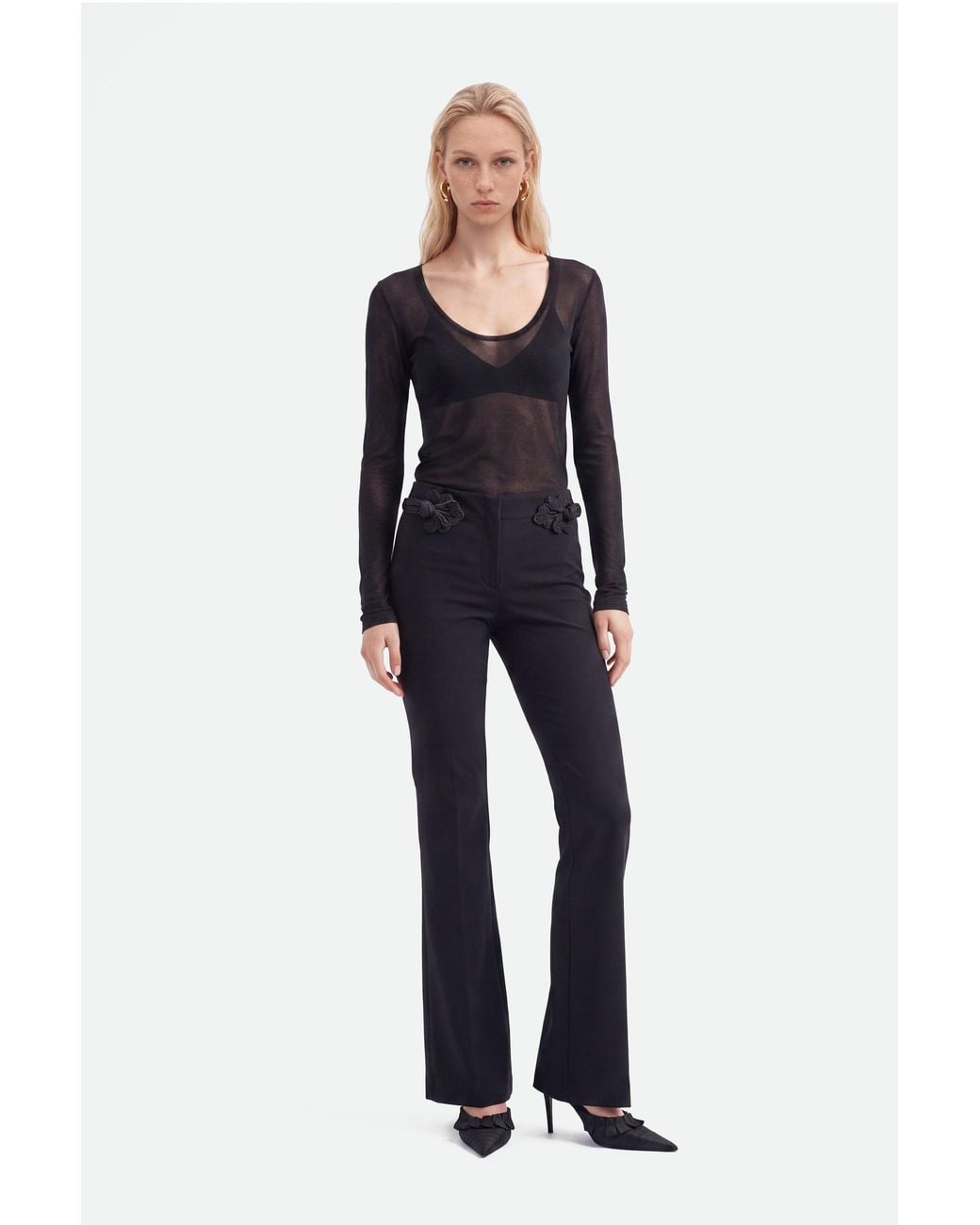 Nocturne Black Sheer Knit Top