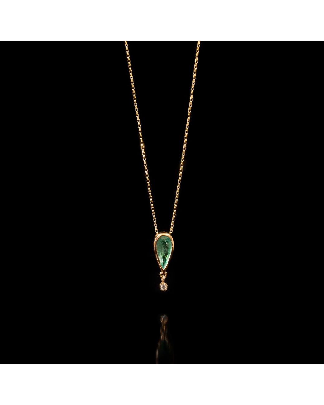 Gabriella Alicia Metallic Emerald And Diamond Pendant