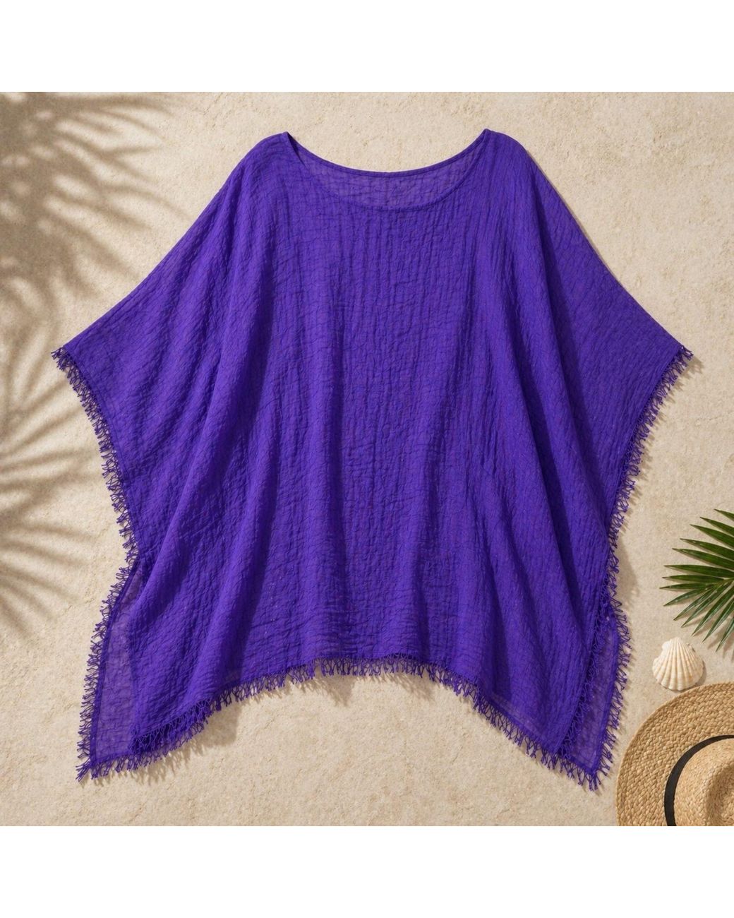 Nuvv Collection Purple Sheer Kaftan – Lightweight Textured Beach Cover-Up