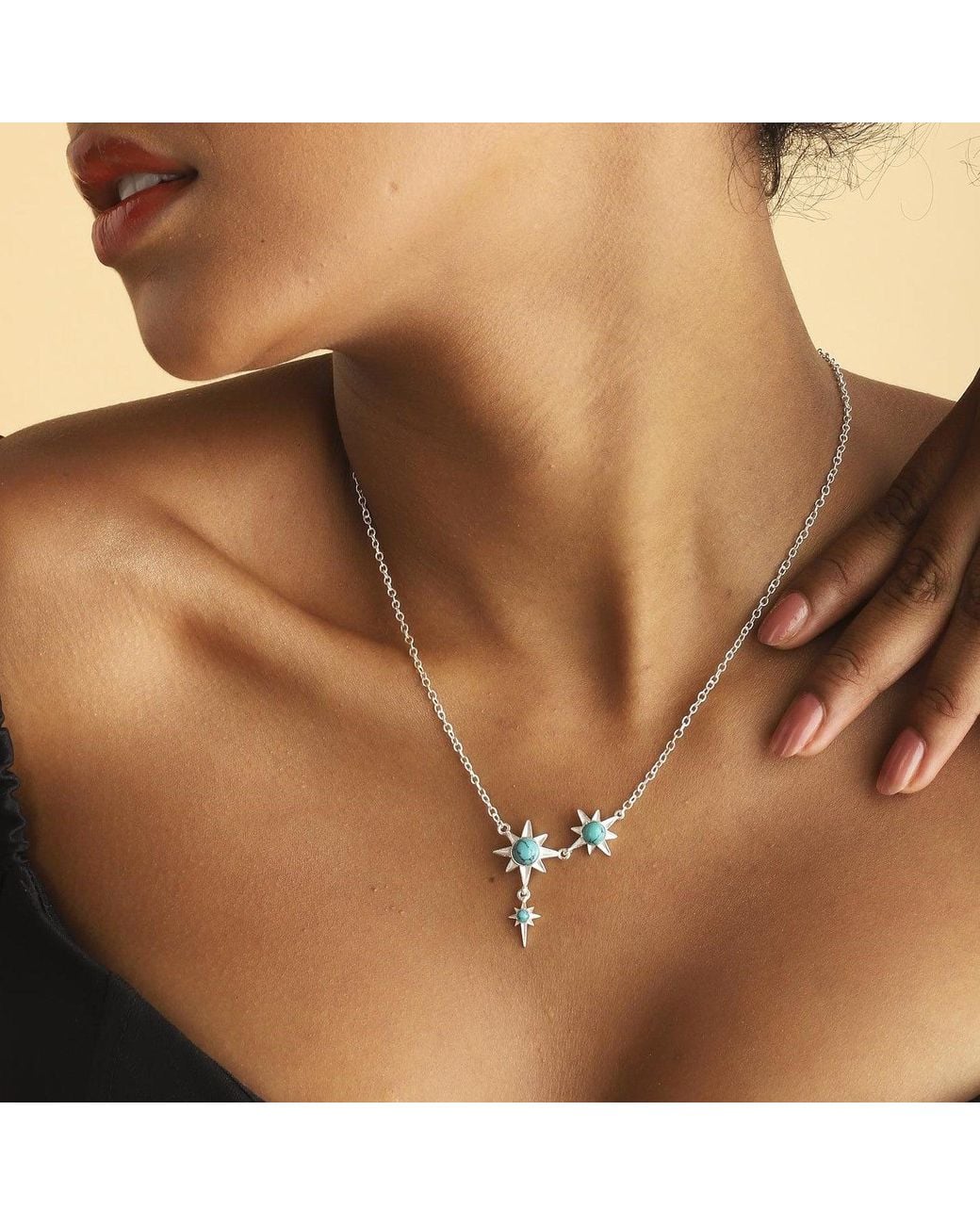Lila Rasa Metallic Celestial North Star Necklace Gemstone
