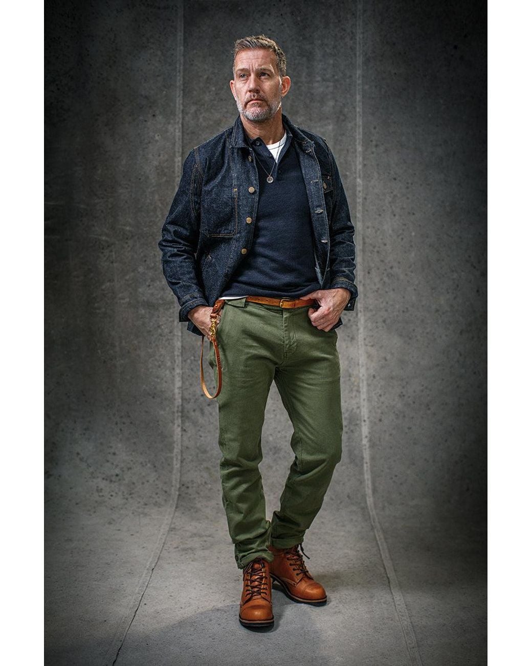 &SONS Trading Co Green Virgil Chino Army for men