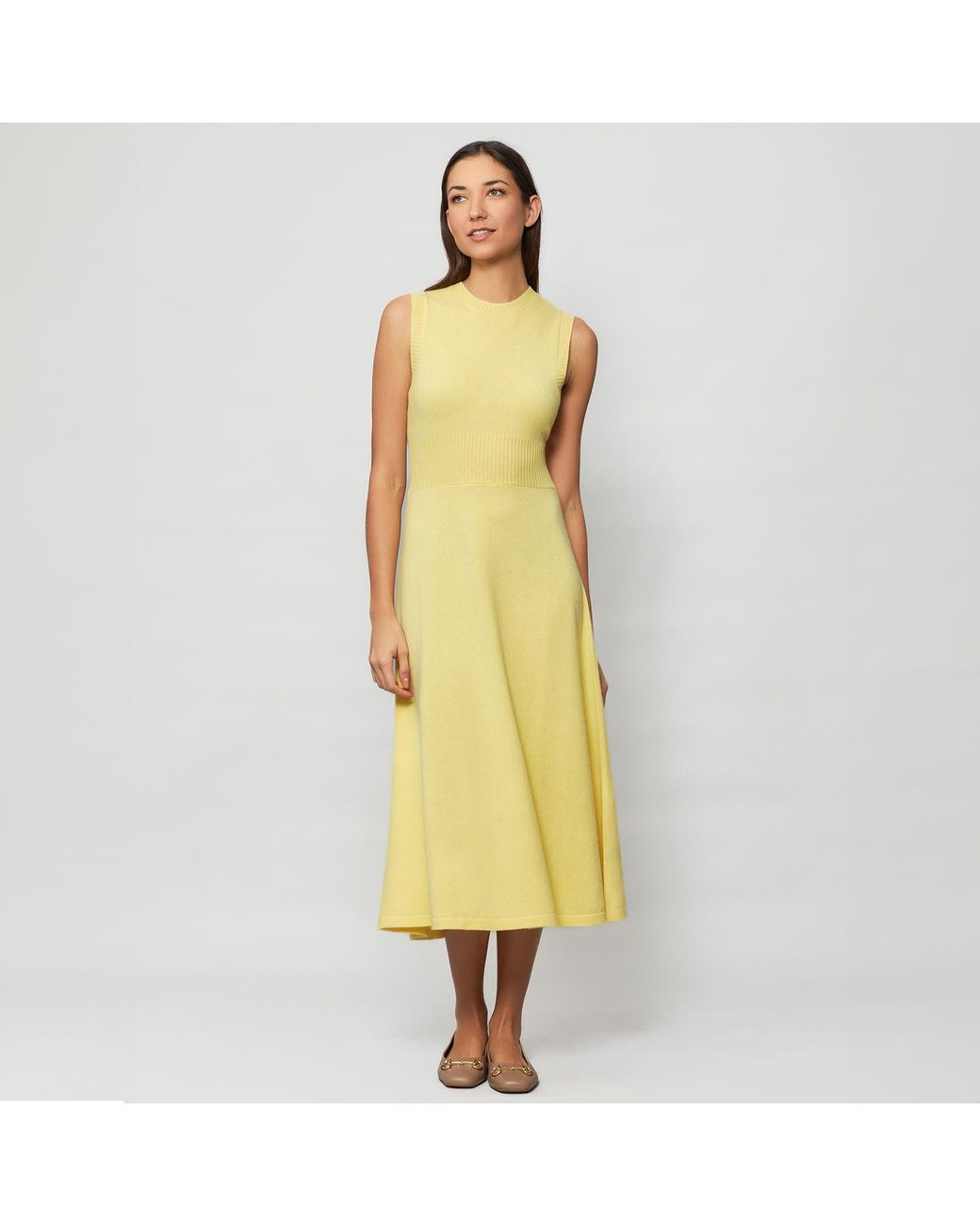 Solgo Atelier Yellow Calypso Cashmere Dress Honeysuckle