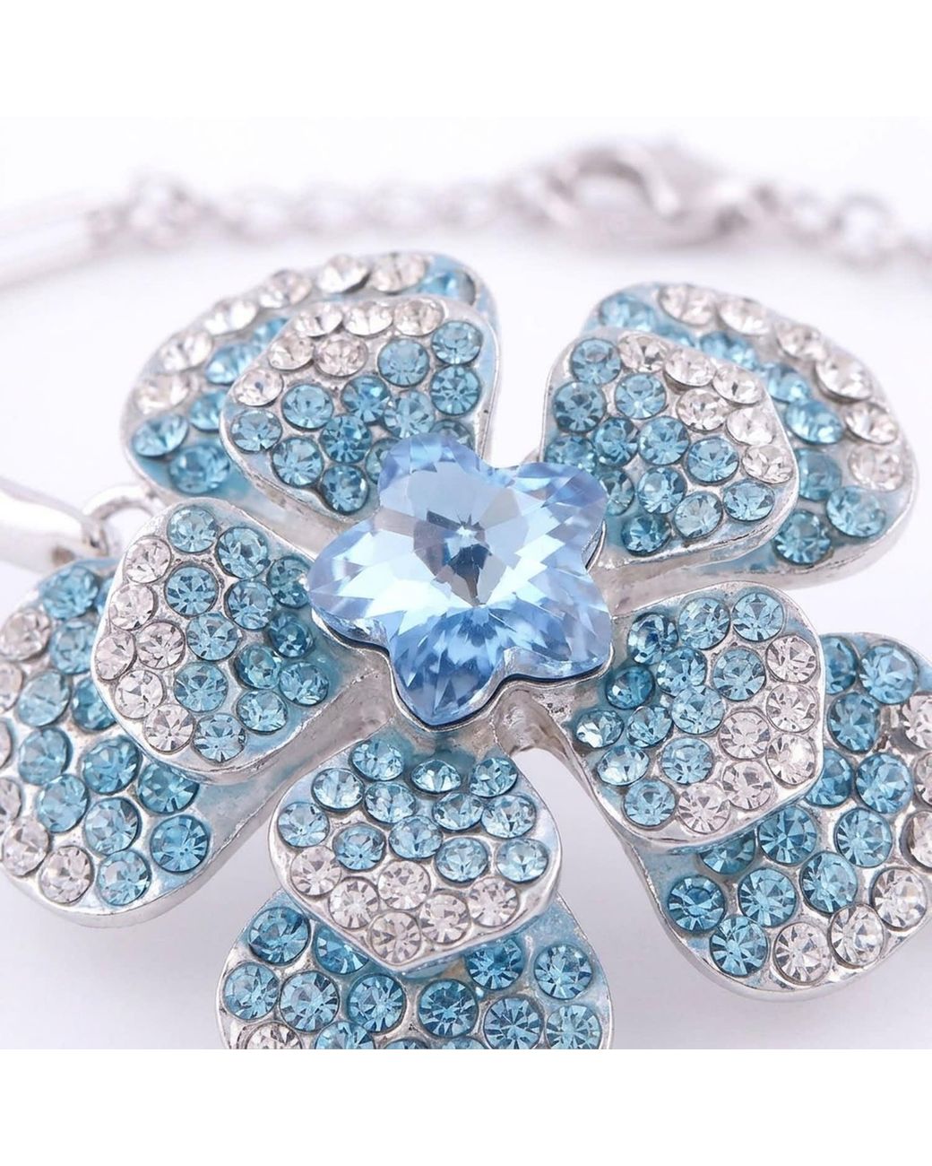Modenaire Blue Tone Crystal Flower Blossom Bracelet