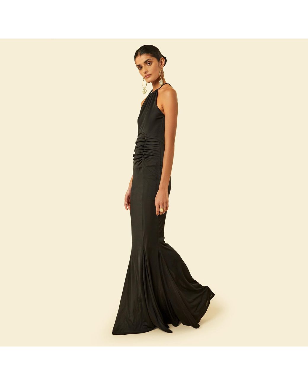 Celestine & Mae Black Plume Maxi Dress