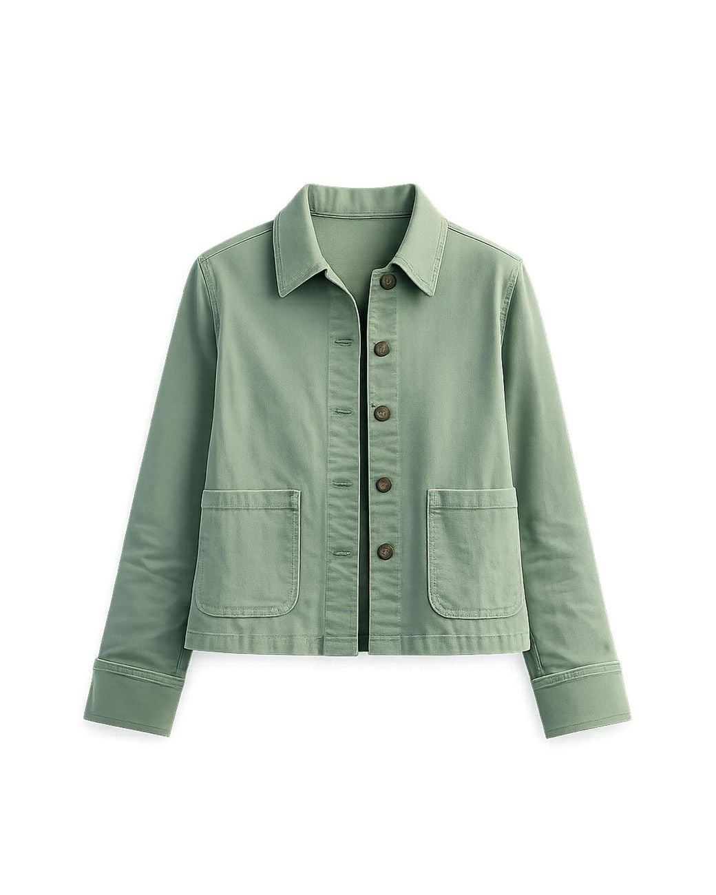 Yumi' Green Canvas Jacket With Patch Pockets