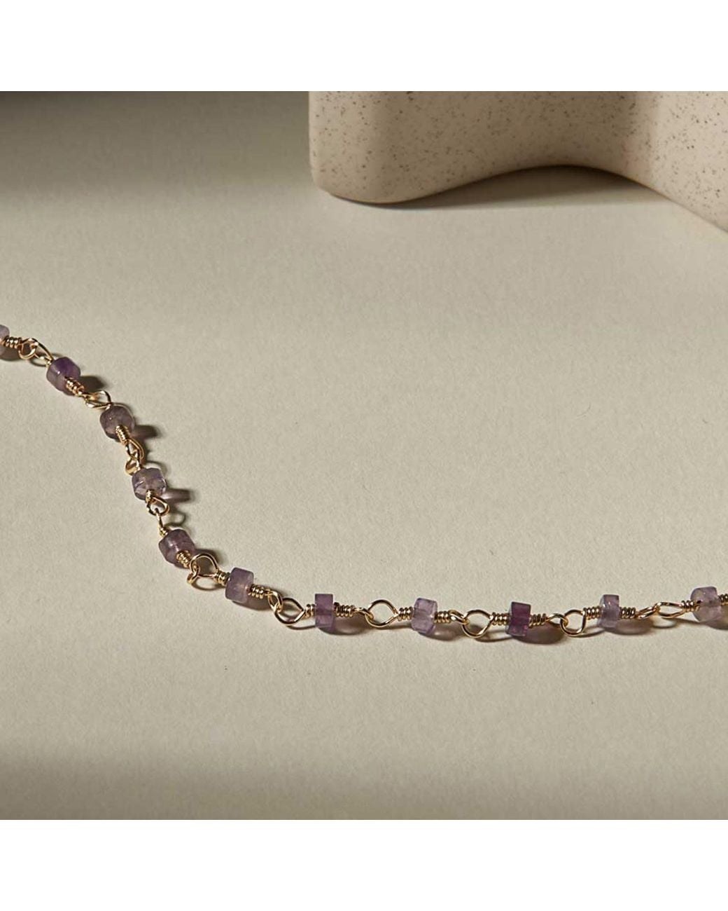 A Weathered Penny Metallic Amethyst Wire Necklace